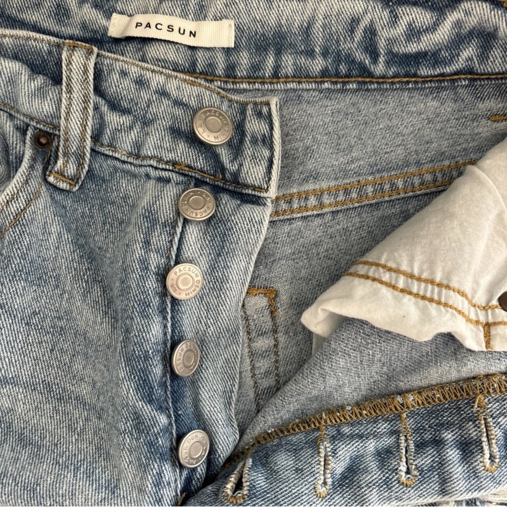 Pacsun Flare Button Fly Distressed Baggy Jeans Sz 24 Women Distressed Denim